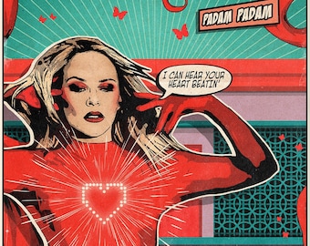 Kylie Minogue - Portada de cómic vintage de Padam Padam Lámina artística