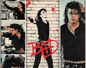 Michael Jackson - Bad Vintage Comic Cover Art Print
