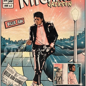 Michael Jackson - Billie Jean Vintage Comic Cover Art Print