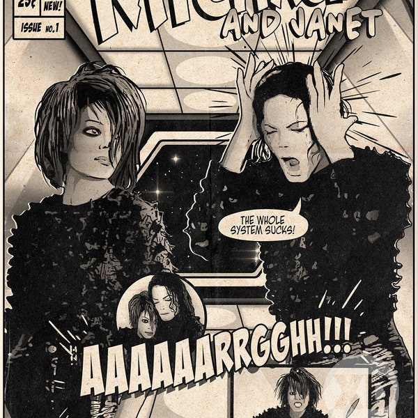 Michael and Janet Jackson - Scream Vintage Comic Cover Art Print