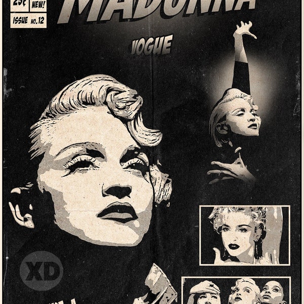 Madonna - Impression artistique de la couverture de bande dessinée vintage Vogue