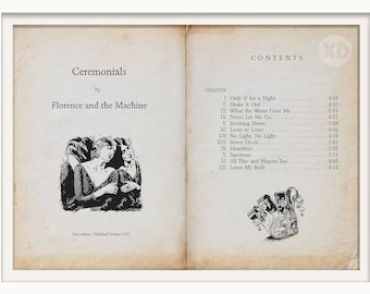 Florence and the Machine - Cermonials - Old Book Title and Contents Page Art Print