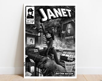 Janet Jackson Print - Rhythm Nation Comic Cover Art
