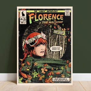 Florence and the Machine - Copertina del fumetto vintage "Cuore di coniglio" stampata