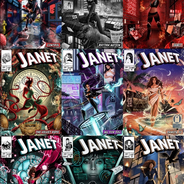 Janet Jackson Collection - 9 Prints - Comic Book Cover Art