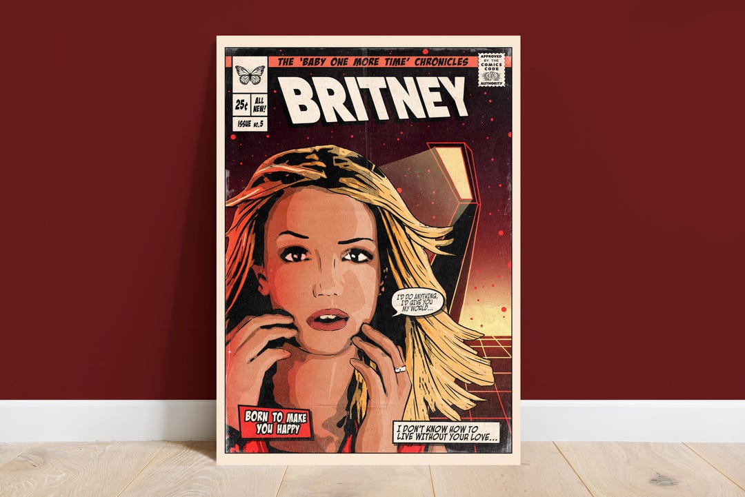 Britney Spears - Born to Make You Happy Vintage Comic Cover Art Print ...