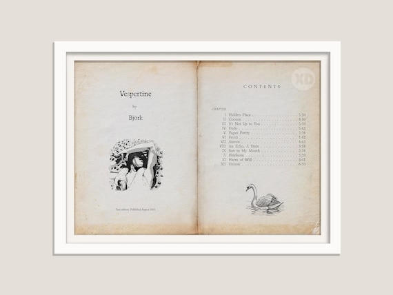 Bjork - Vespertine - Old Book Title and Contents Page Art