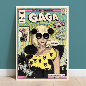 Lady Gaga - Stampa artistica della copertina del fumetto vintage Paparazzi