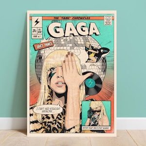 Lady Gaga - Impression de couverture de bande dessinée vintage Just Dance