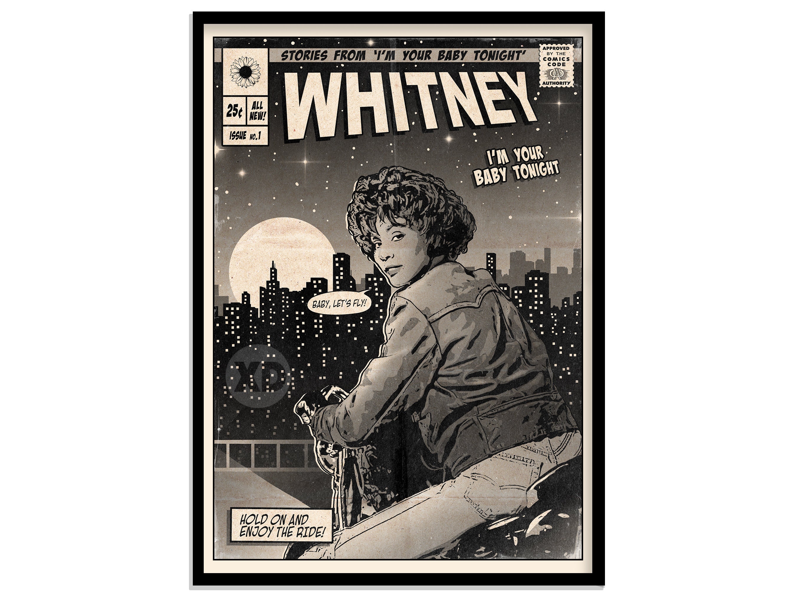 Discover Whitney Houston - I'm Your Baby Tonight Vintage Comic Cover Art Print Poster