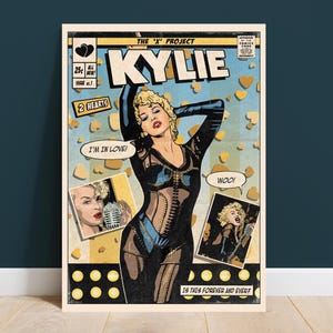 Kylie Minogue - Stampa artistica della copertina del fumetto vintage 2 Hearts