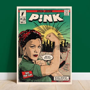 Rose - Lever votre verre Impression artistique de la couverture de bande dessinée vintage
