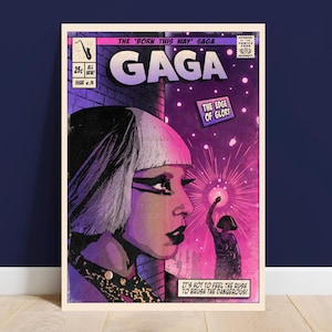 Lady Gaga - The Edge of Glory Copertina del fumetto vintage Stampa artistica
