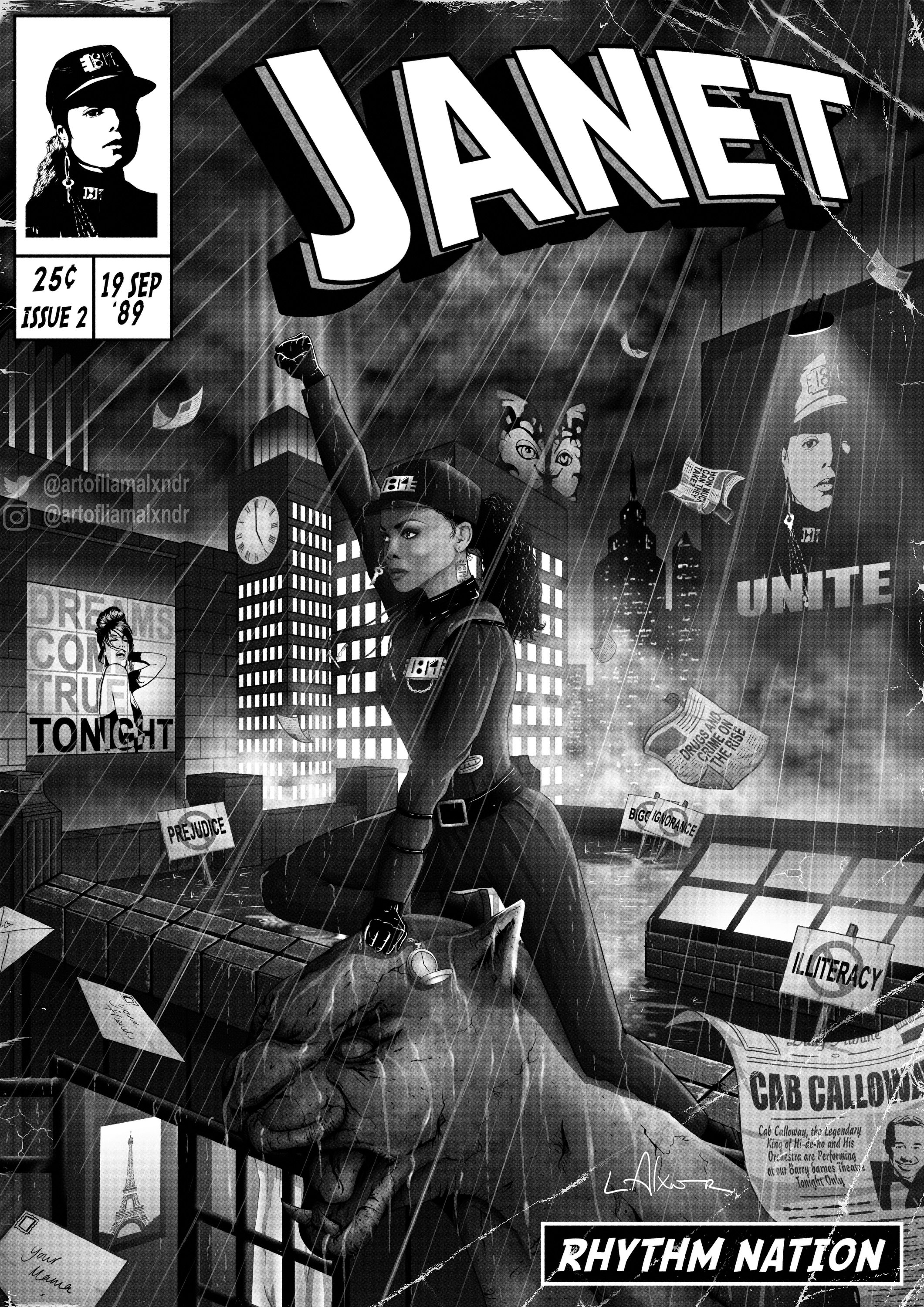 Janet Jackson Print Poster - Rhythm Nation Comic Cover Art Poster