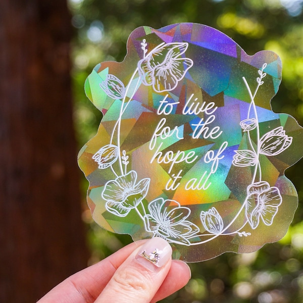 Floral Hope August Sun Catcher Decal | Rainbow Sticker | Rainbow Maker Decal | Suncatcher