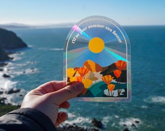 Summer Sun Forever Winter Sun Catcher | Suncatcher Decal | Red Sun Catcher | Rainbow Sticker | Rainbow Maker Decal