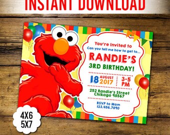 Elmo Invitations Etsy