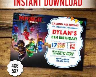 Ninjago Invitation Etsy
