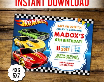 Hot Wheels Invite Etsy