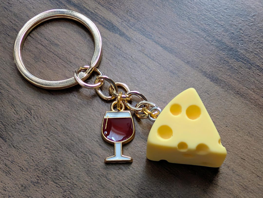 Cheese and Wine Keyring: Foodie Gift - Etsy UK