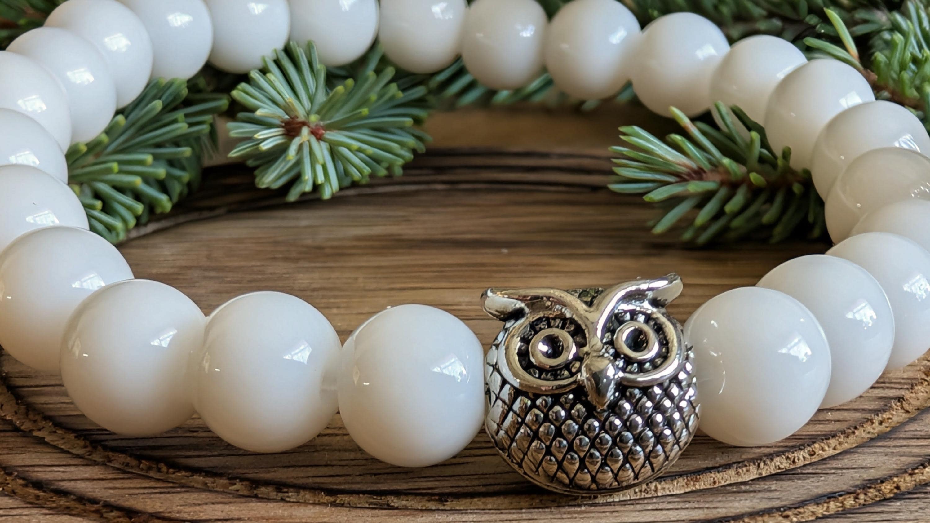 Owl Glass Beaded Bracelet: Owl Gift