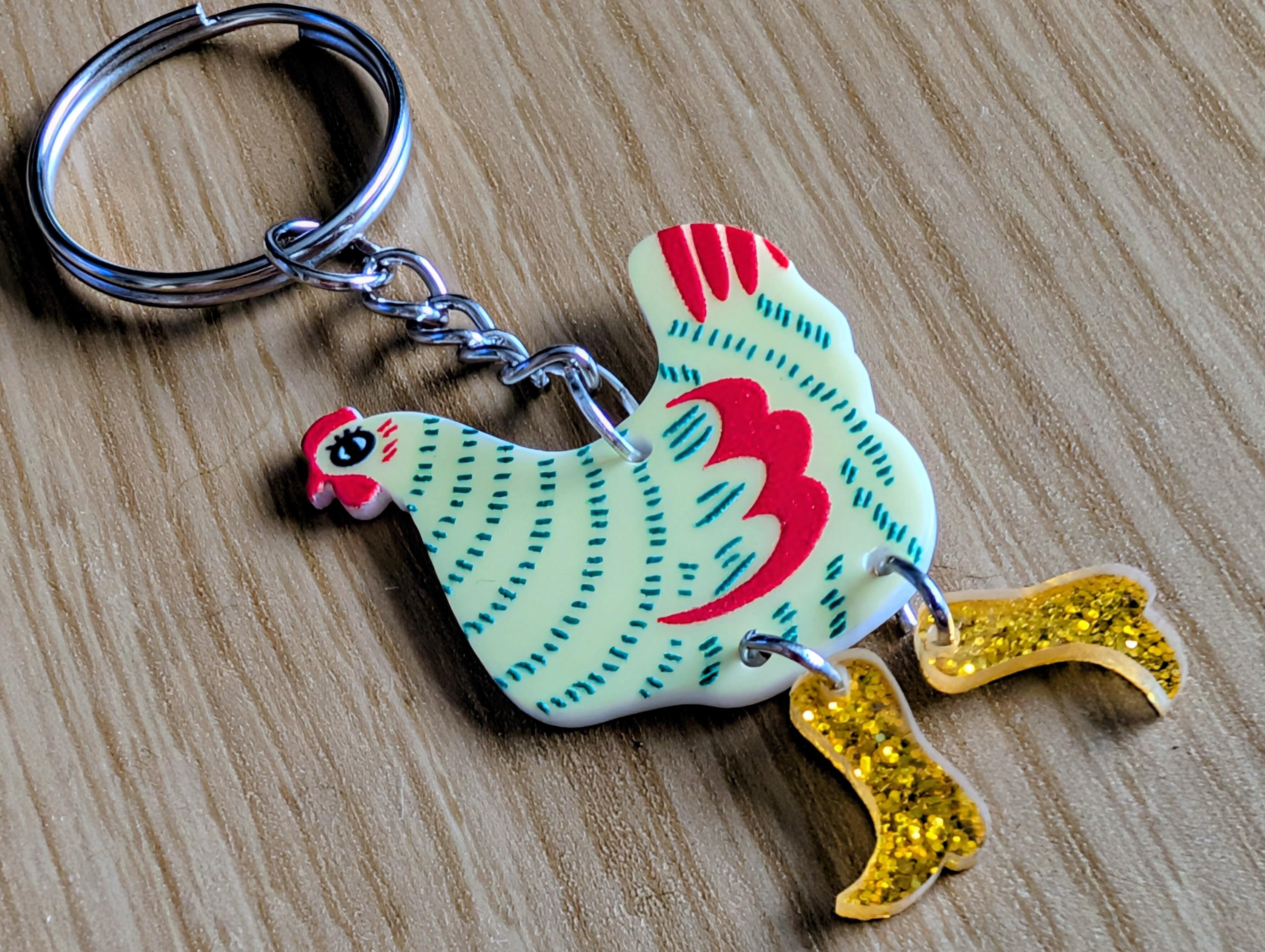 Thanksgiving Turkey Chicken Keychain - Ebony Color, Medium Size, Purse Charm For Women - View #13