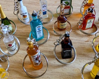Miniature Booze Bottle Keyring: Novelty Alcohol Keychain