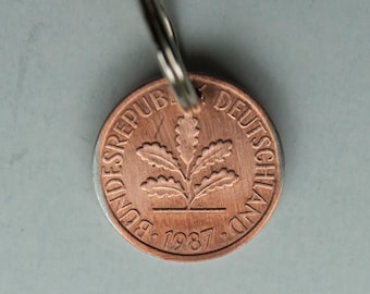 1987 37th birthday 1 pfennig honorary day Mother's Day, commemorative year, fun, key ring, class reunion BRD West coin Easter Father's Day