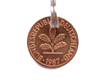 1987 39. Geburtstag 1 Pfennig Muttertag Glückspfennig persönlich Gastgeschenk Schlüsselanhänger Münze  Mitbringsel unter 10 Euro zum Einzug