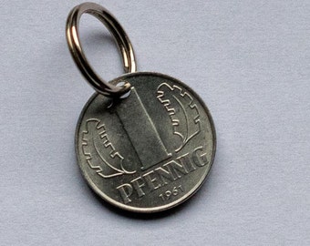 1961 63rd birthday 1 pfennig anniversary, day of honor, commemorative year, key ring, GDR Easter lucky charm gift lucky coin Valentine's Day