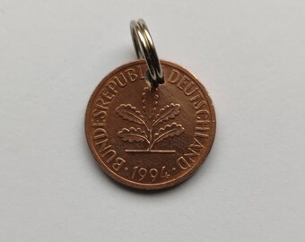 1994 30th birthday 2 pfennig coin, key ring, FRG, pfennig, Easter, Valentine's Day, gift personal BRD anniversary Easter