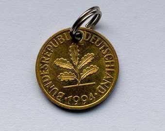 1994 30th birthday, penny, 10 Pfennig day of honor, commemorative year, key ring, FRG, lucky charm, birth year gift coin