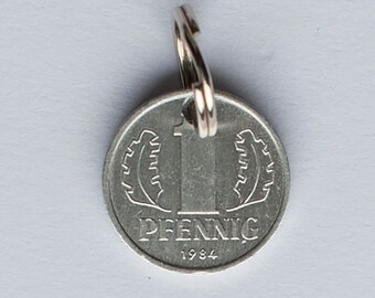 1984 40th birthday anniversary honorary day wedding, commemorative year, key ring, GDR, penny, East, class reunion, gift, personal