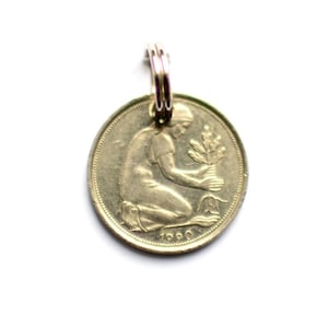 1990 35e verjaardag 50 Pfennig Jubileum Persoonlijk cadeau Moederdag sleutelhanger Vaderdag Lucky Penny Charm Armband Valentijnsdag