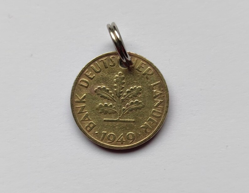 1949 75th birthday, 10 pfennigs, key ring, business anniversary, day of honor, year of remembrance, good luck, Valentine's Day, Father's Day, unique item image 1