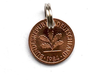1984 42nd Birthday 1 Pfennig Timeless Commemorative Year Keyring Lucky Coin Housewarming Gift Souvenir Lucky Penny