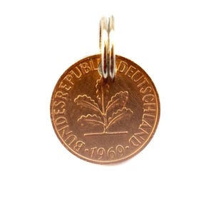 1969 56th 57th Birthday 1 Pfennig Keyring Lucky Penny Personal Gift Under 10 Euro Attention Friends Rarity