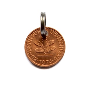 1974 51st 52nd Birthday 1 Pfennig Keyring Lucky Penny Timeless Rare Rarity Personal Gift under 10 Euro Attention