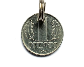 1963 63 cumpleaños 1 pfennig llavero amuleto de la suerte jubilación Pascua Día de San Valentín Día del Padre Día de la Madre pensión