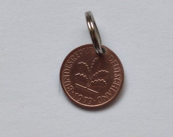 1979 45th birthday 1 Pfennig anniversary honorary day Mother's Day commemorative year, fun, key ring, FRG Easter, gift, Valentine's Day