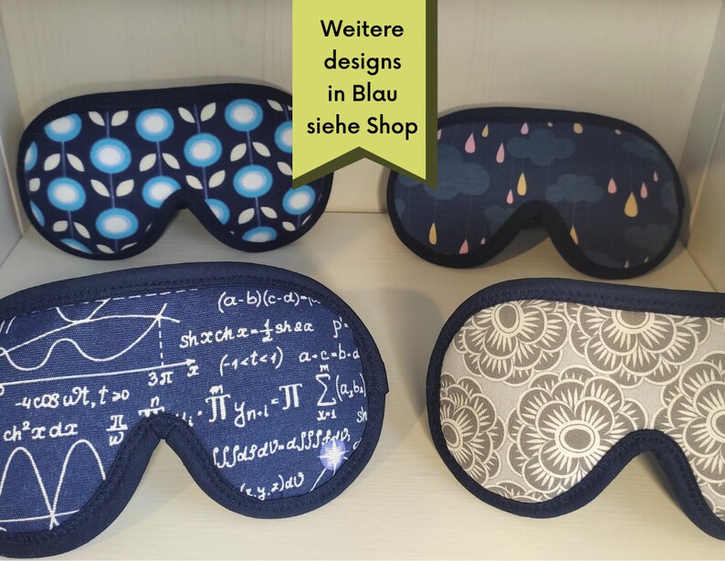 Schlafmaske Augenmaske Blumen / Blau Bild 6