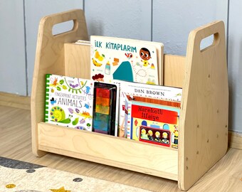 Montessori Birch Plywood Bookshelf, Baby gift, Portable Montessori BookShelf, Kids Book Shelf, Nursery Shelf Decor