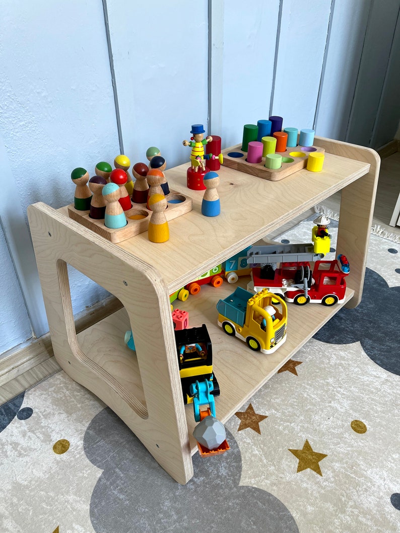 Montessori Bookshelf and Toy Storage, Birch Plywood Bookcase Kid Toy