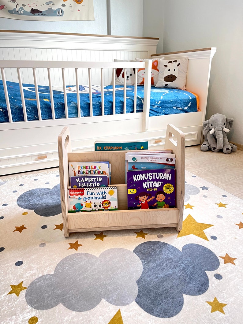 Montessori Birch Plywood Bookshelf, Baby Gift, Portable Montessori