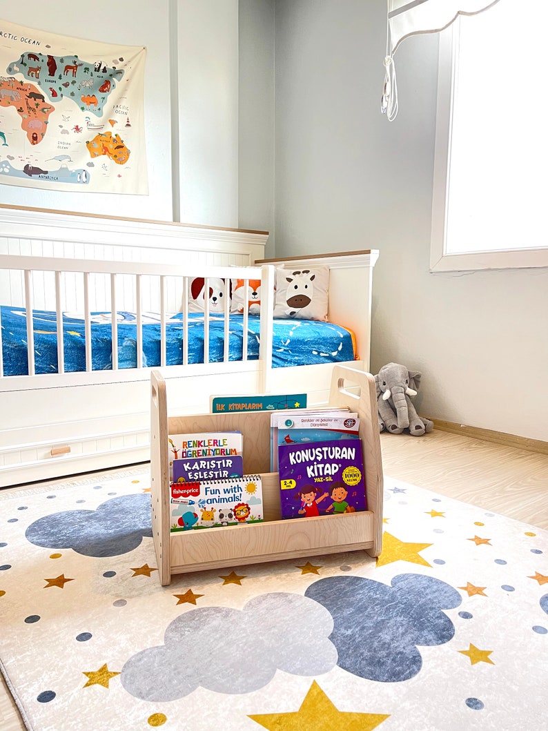 Montessori Birch Plywood Bookshelf, Baby Gift, Portable Montessori