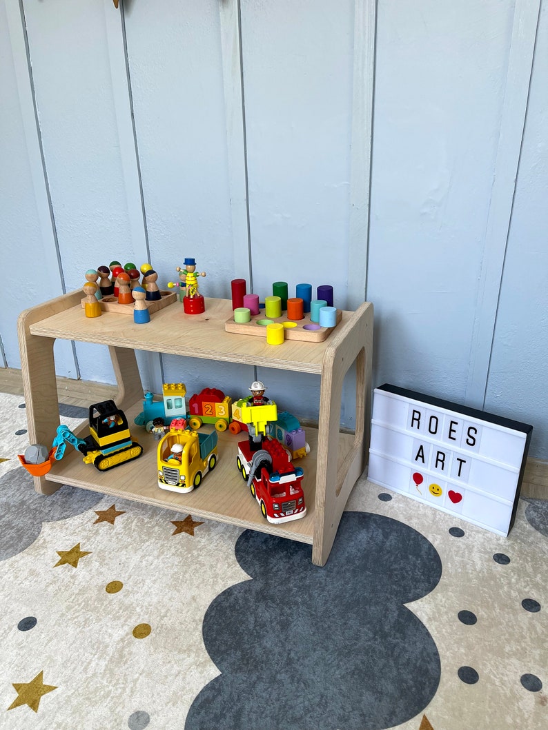 Montessori Bookshelf and Toy Storage, Birch Plywood Bookcase Kid Toy