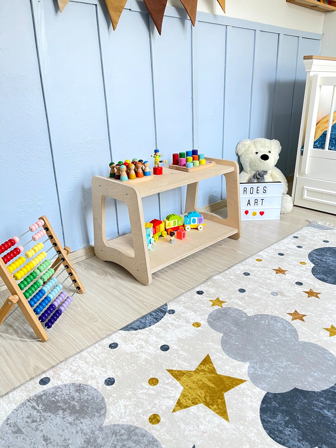 Montessori Bookshelf and Toy Storage, Birch Plywood Bookcase Kid Toy