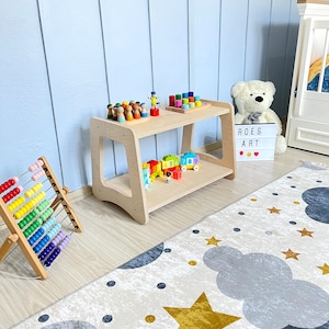 Montessori Bookshelf and Toy Storage, Birch Plywood Bookcase Kid Toy Storage,Montessori Furniture,Toddler Bookshelf for Toy Storage