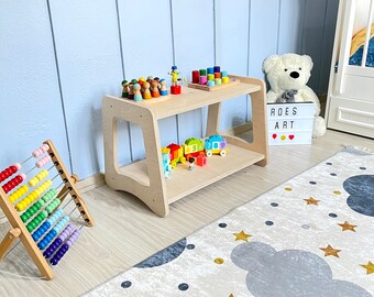 Handcrafted Birch Plywood Montessori Toy Shelf, Kid's Bookcase