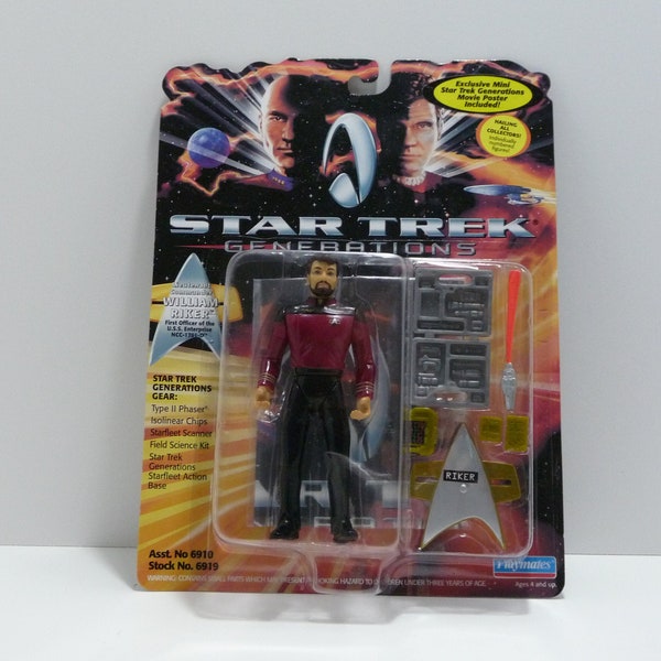 Lieutenant COMMANDER WILLIAM RIKER Star Trek Generations Action Figure 5” Playmates 6919